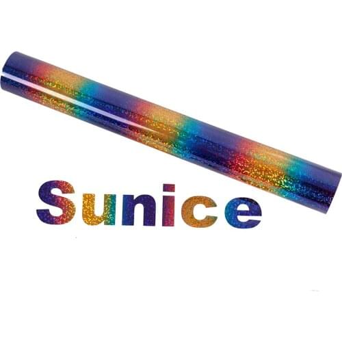 SUNICE Decoration Rainbow Effect Holographic Heat Transfer Vinyl PU Iron-on T-Shirt Vinyl Cutting Film DIY 5sheet 21cm*30cm Pack