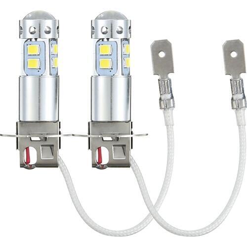Mayitr 2pcs H3 100W High Power LED 3000K 1800lm Yellow Fog Light Driving Bulb Day-time Running Lamp Accessories
