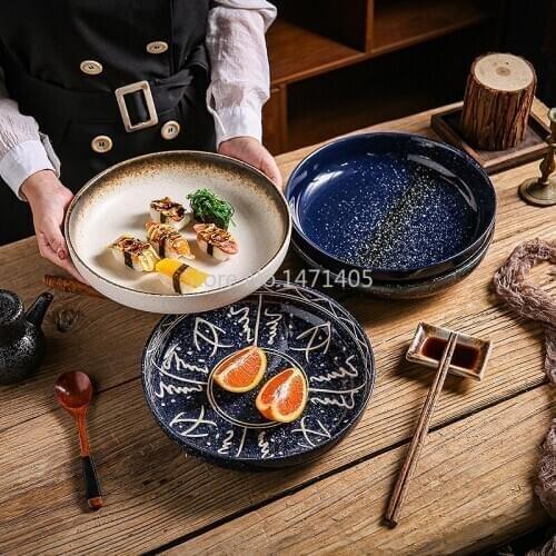 Japanese Style 10-inch Deep Plate Deepen and Heighten The Beautiful Creative Decoration Fruit Plate Simple and Personalized Home
