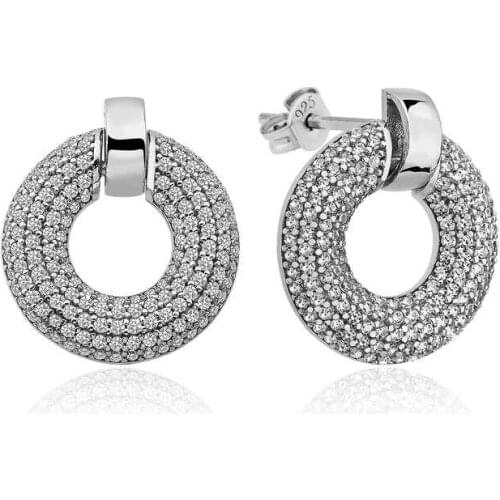 Tevuli 925 Sterling Silver Multi Cubic Zirconia Circle Lady Earrings