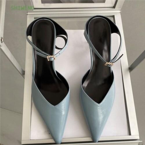 Dress Heels Shoes Office Lady Real Leather Pumps Party Wedding Stiletto Heels Slip On Pointed Toe Fashoin High Heels Summer