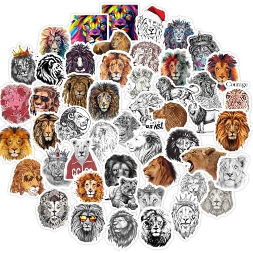 50 Pieces of Forest Lion Sketch Waterproof Suitcase Mobile Phone Case Stationery Car Decoration Stickers