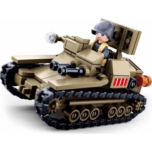 World War II Italy Military CV33 Tank Model Building Blocks WW2 Army Soldier Weapon Bricks Classic Educational Toys Boys SLUBAN
