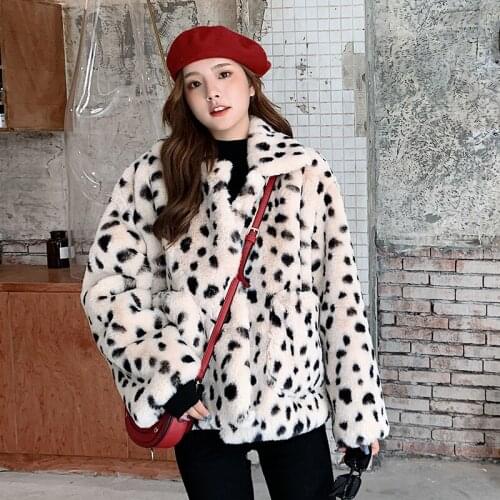 2021 Winter Thick Warm Leopard Faux Fur Coat Women Lambswool Loose Outerwear Korean Fashion Short Double-faced Fur Jacket Female