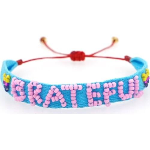 Go2boho Fabric Cloth Bracelets Women Letter GRATFUL Pulsera Girl Jewelry Miyuki Beads Woven Bracelet Friendship Gift Wristband