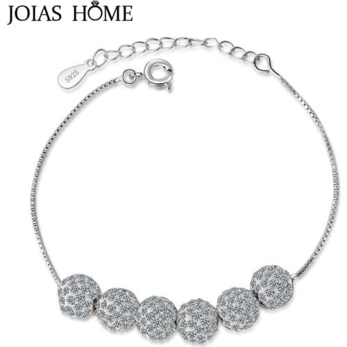 JoiasHome Silver 925 Bracelet For Women With Round Shape Gemstones Fine Silver Jewelry Wedding Party Wholesale Gift