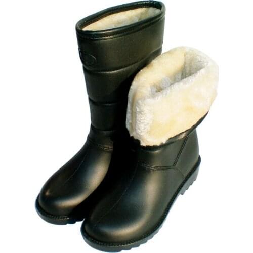 Winter fashion couple Plush rain shoes middle tube womens rain boots thickened winter shoes anti-skid waterproof rain shoes