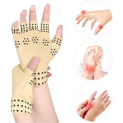 1 Pair Therapy Fingerless Massage Gloves Relief Arthritis Pain Heal Joints Braces Supports Health Care Tool