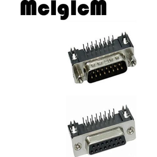 10Pcs/LOT DR15 pin Male/Female Bending Pin 90DEG connector Weld plate / Flap type DR15 serial port DB15M adapter