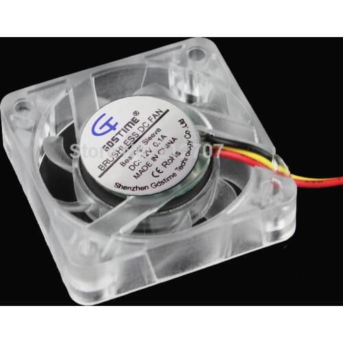 250pcs/set Gdstime 12V 3Pin 40 x 40 x 10mm 4010 4cm Mini Transparent DC Brushless Cooling Fan