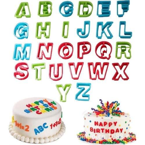 26PCS Alphabet Letter Biscuit Cookie Cutter Fondant Tool Ice Topper Press DIY Cake Embossed Mold Decorating Pastry Mold 53018