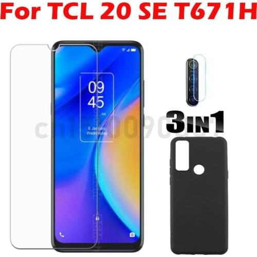 3-in-1 Glass + Case For TCL 20 SE T671H 6.82" Screen Protector Tempered Glass For TCL 20 SE T671H Camera Protector Glass