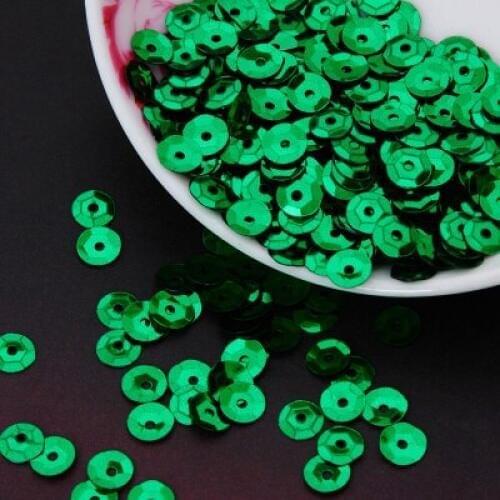 50g(1650pcs) 8mm Cup Sequins for Craft Silver-based Embossing 15# Green Cup Confetti