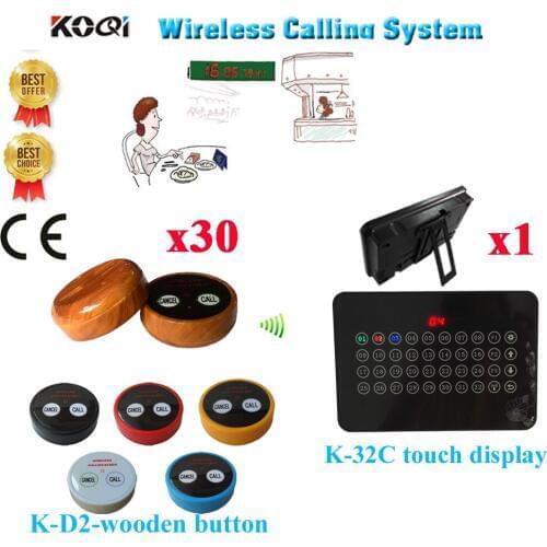 Wireless Waiter Buzzer Call System Ycall Brand Wireless Service Call Button Ordering Waiter Call Bell(1 display+30 call button)