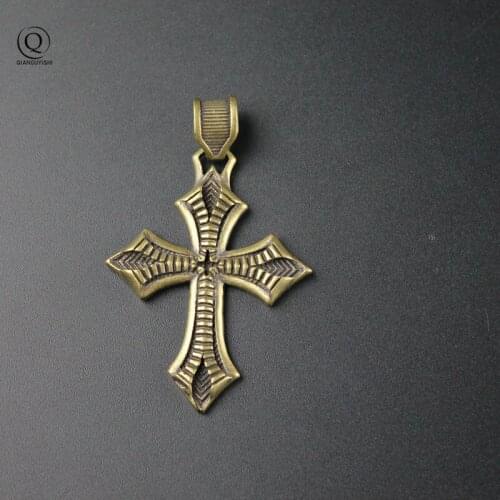 Copper Cross of Christ Keychains Pendant Vintage Brass Metal Keychain Charm Car Key Rings Handmade Artworks