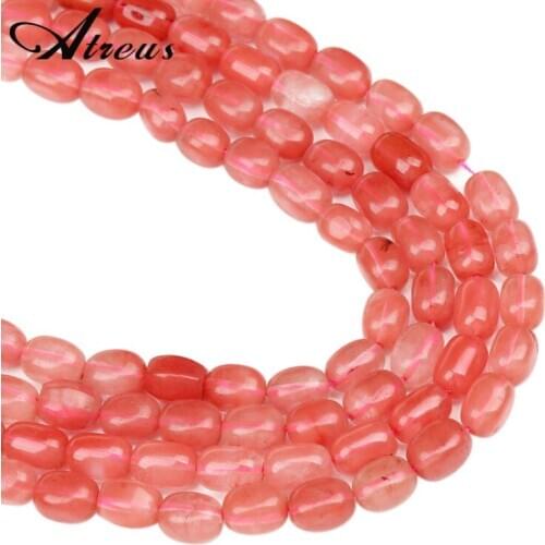 Atreus 10x14mm Watermelon Red Crystal Natural Stone Beads Cylindrical Bulk Loose Spacer Beads For Handmade Jewelry Making