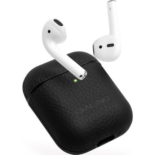 QIALINO Soft Genuine Leather Case for Apple Airpods 1/2 Handmade Shockproof Cover Earphone Cover for Apple Airpods 1/2