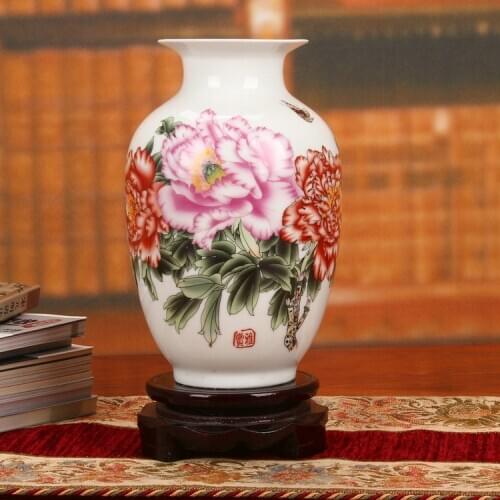 Jingdezhen ceramics factory direct pastel peony small gourd vase hand sources Home Furnishing decorations