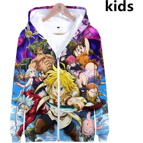 3 to 14 years kids hoodie The Seven Deadly Sins 3d print hoodies sweatshirt boys girls Nanatsu No Taizai Jacket children clothes