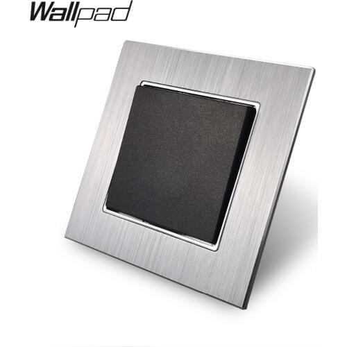 EU 1 Gang Reset Wall Switch with Clip Wallpad 10A AC Silver Metal Frame EU Reset Momentary Push Button Light Switch