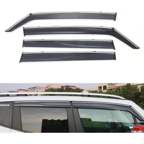 BBQ@FUKA 4x Shiny Car Window Visor Vent Shades Sun Rain Guard Cover Sticker Styling Fit For Jeep Renegade 2015 2016