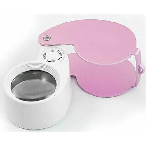 Pocket Magnifying Jewelry Eye Loupe 2 LED Light Magnifier Pink