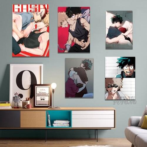 Canvas Painting Anime Posters Boku No My Hero Academia Yaoi BL Midoriya Izuku Bakugou Katsuki Todoroki Shoto Wall Art Home Decor