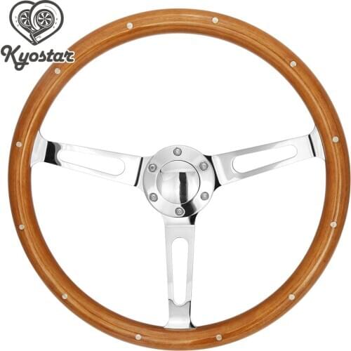 Classic Wood Steering Wheel with Rivet 380mm 15 inch Universal Car Steering Wheel For Antique Car