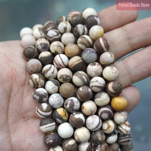 Matte Australia Zebra Jaspers Round Beads Natural Stone Diy Bracelet Accessories for Jewelry Making 15" Strand 4 6 8 10 12MM