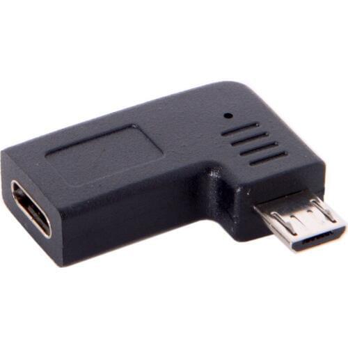 MLLSE Micro USB 2.0 5Pin Female to USB-C Male Data Adapter Right 90 Degree Angled CE0735