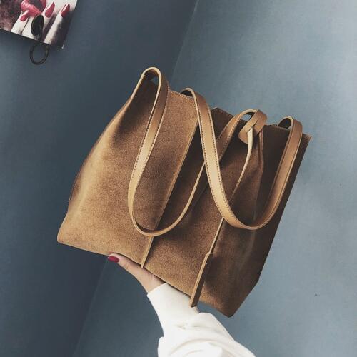 2020 Fashion PU design womens tote handbag nubuck leather large capacity shoulder bag womens vintage handbag Totes Bags