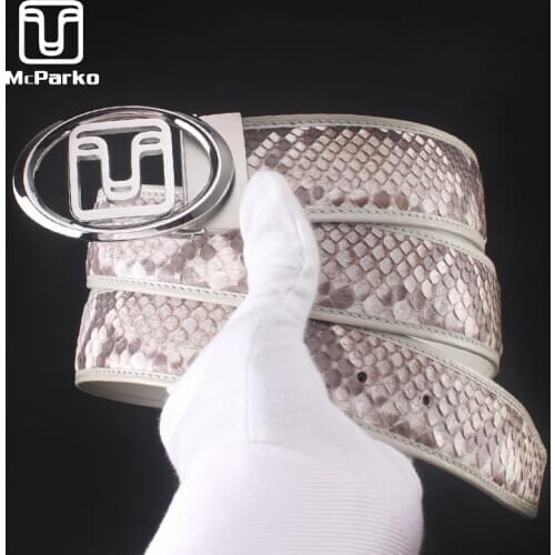 McParko Snake Leather Belt For Men Original Brand Design Real Snakeskin Genuine Leather Belts Men Luxury Python Waist Belt Strap