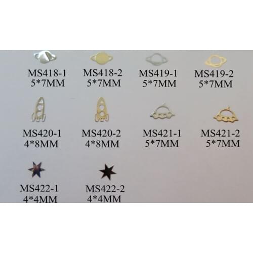 100pcs/bag Silver/Gold Universe-Series Star Rocket Space Ship non-adhesive Soft Metal Sticker Nail Art Decoration