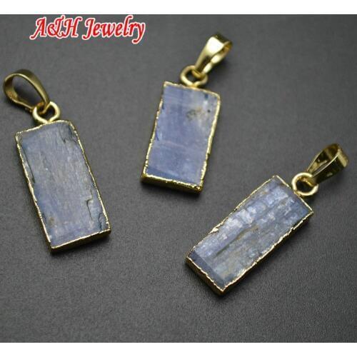 Natural Kyanite 12x24mm Lovely Size Gold Color Pendant Size Fashion Necklace Jewelry Making Materials