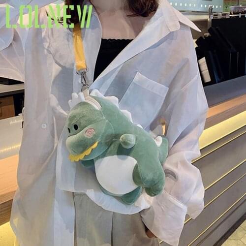 Cartoon Dinosaur Plush Crossbody Bag For Women Girls Lovely Cute Tyrannosaurus Rex Toy Small Messenger Shoulder Bag Dropship