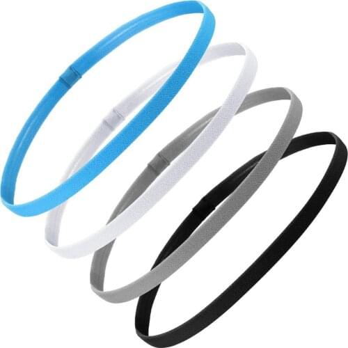 4 Pcs Women Sweatbands Football Yoga Thick Non-Slip Elastic Sport Headbands Pure Hair Bands Anti-slip Men Hair Accessories