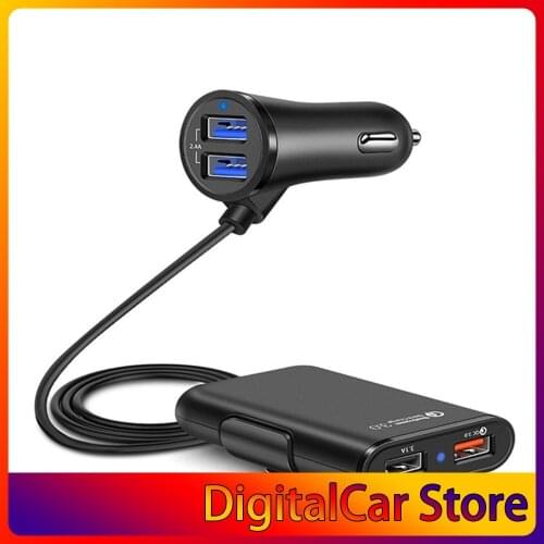 Qc3.0 Fast Charge Car One For Four 4 Port Usb Mobile Phone Charger Car Front And Rear Back Clip Usb Car Charger
