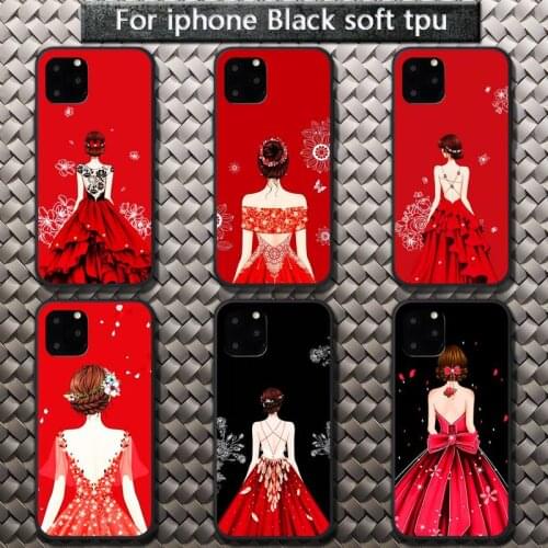 Luxury womans red wedding dress Phone Case for iPhone 8 7 6 6S Plus X 5S SE 2020 XR 11 12 Pro mini pro XS MAX