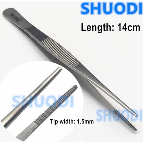 1 piece Dental Medical Tweezers Dental Surgical Implant Thumb Dressing Tweezer Implant Surgical Tools Stainless Steel
