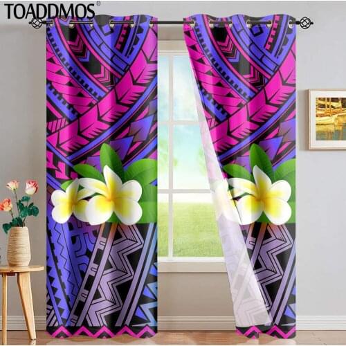 TOADDMOS Polynesian Plumeria Print Window Curtain Living Room Sunblind Bedroom Blackout Curtains for Girls Kids Home Decoration