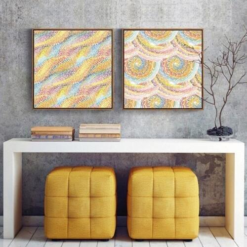 HAOCHU Gorgeous Spiral Circle Shape Geometric Picture Modern Art Wall Poster Gold Wave Print Canvas Painting for Home Decor