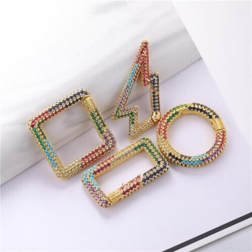 JUYA DIY Jewelry Findings Press Spiral Clasps Hooks Full Cubic Zirconia Charm Connectors Pendants For Necklace Bracelet Making