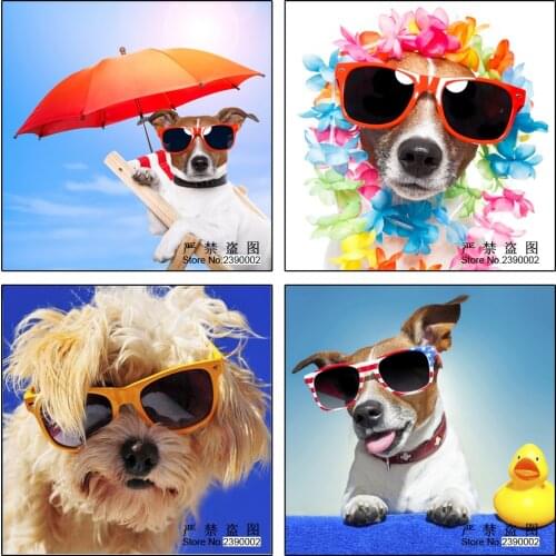 Animal 5D Diamond Mosaic Embroidery Crafts Needlework 3D Diy Diamond Painting Kit Full Square Dog Wearing Sunglasses