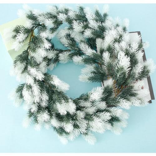 1.8M Artificial Pine Needle Garland Christmas Decorative Snowflake Pine Branches Green Garland Leaves Wreath Wall Wedding Decor