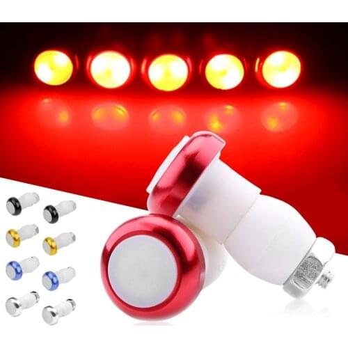 1 Pair Bicycle Handlebar End Plug LED Red Light Aluminum Alloy Safety Cycling Bike Turn Signal Lights Lamps Bike Accessories