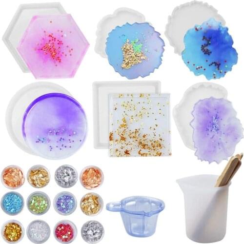 1pc Cup Mat Pad Coaster Crystal Coaster Resin Casting Mold Silicone Making Epoxy Mould Tool Craft Cup Pad Slip Insulation Pad