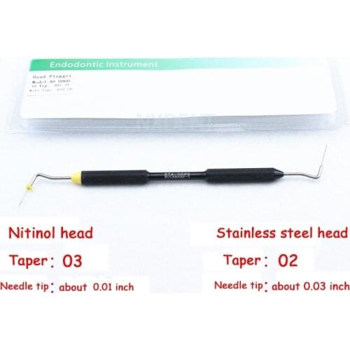1pcs Dental Endo Buchanan Hand Plugger Fill Instrument NITI Tip #0 #1 #2 Dentistry Tools Nickel-Titanium and Stainless Steel End