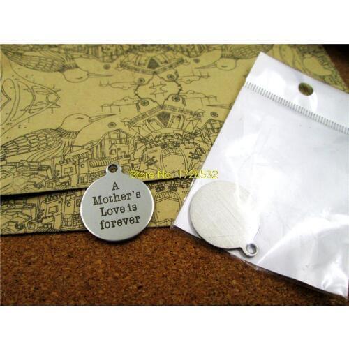 10pcs-stainless steel Charms "A mothers love is forever"DIY Charms Pendants for necklace/bracelet/keychain DIY jewelry