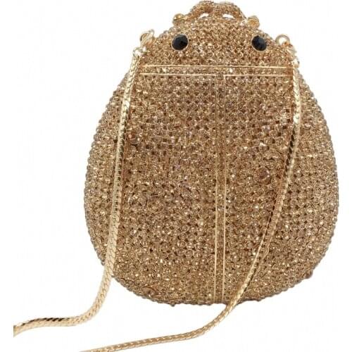 14x17CM Cartoon Animal Diamond Dinner Bag Beetle Shaped Hard Box Full Of Diamond Banquet Diamonds Clutch Bag a6835