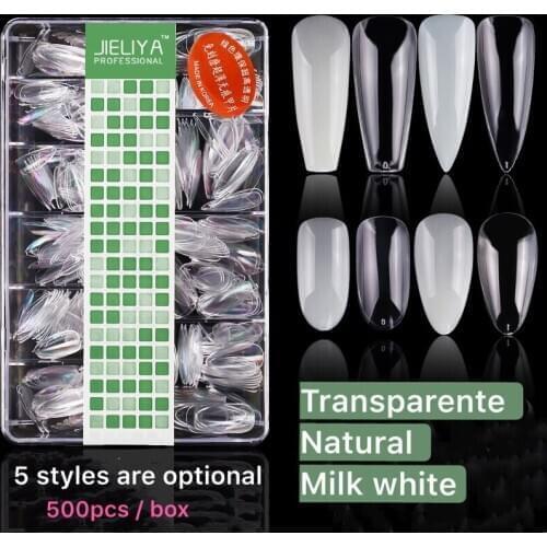 500pcs/box Nails Half French False Nail Art Tips Acrylic UV Gel Manicure Tip Decoration Nail Parts Accessories Plastic SNJP5